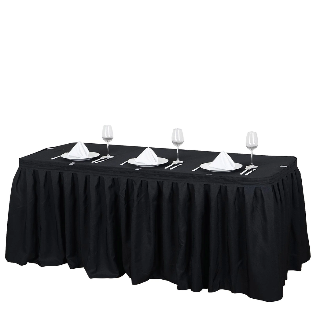 Black Buffet Table Skirt material detail photo