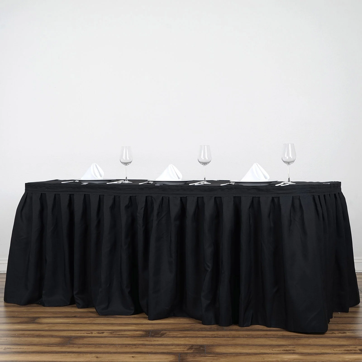 Black Buffet Table Skirt studio product photo