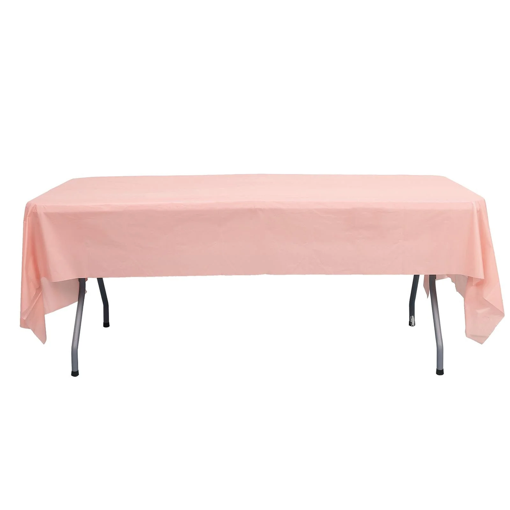 Blush Disposable Party Table Covers styled product scene