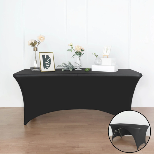Black Fitted Stretch Table Cover styled product scene