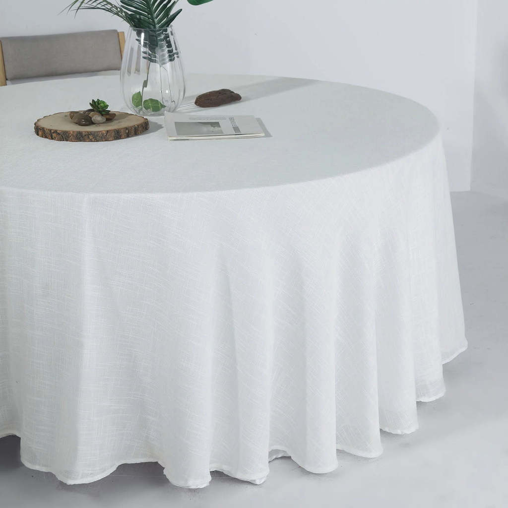 White Round Tablecloth material detail photo