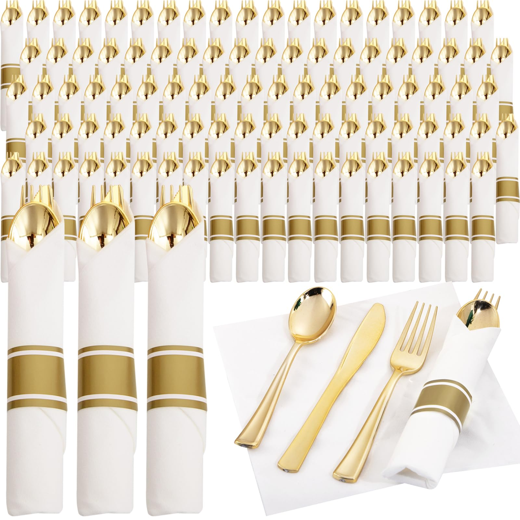 Patterned Dining Napkin Set - White