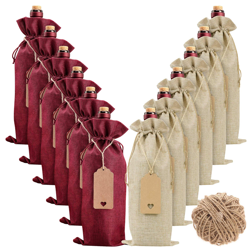 Wine Bottle Fabric Gift Bag Sage product photo