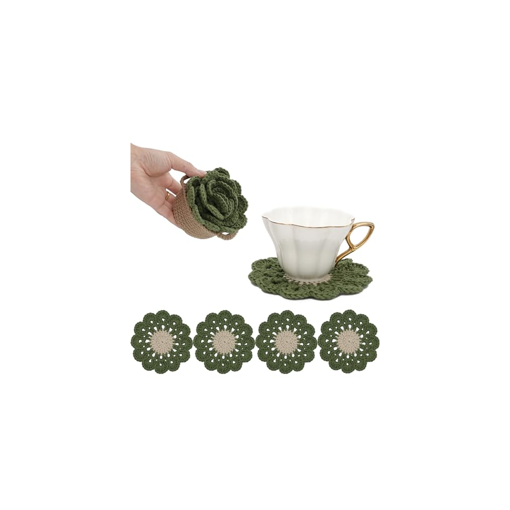 Fabric Drink Coaster Set Sage product photo