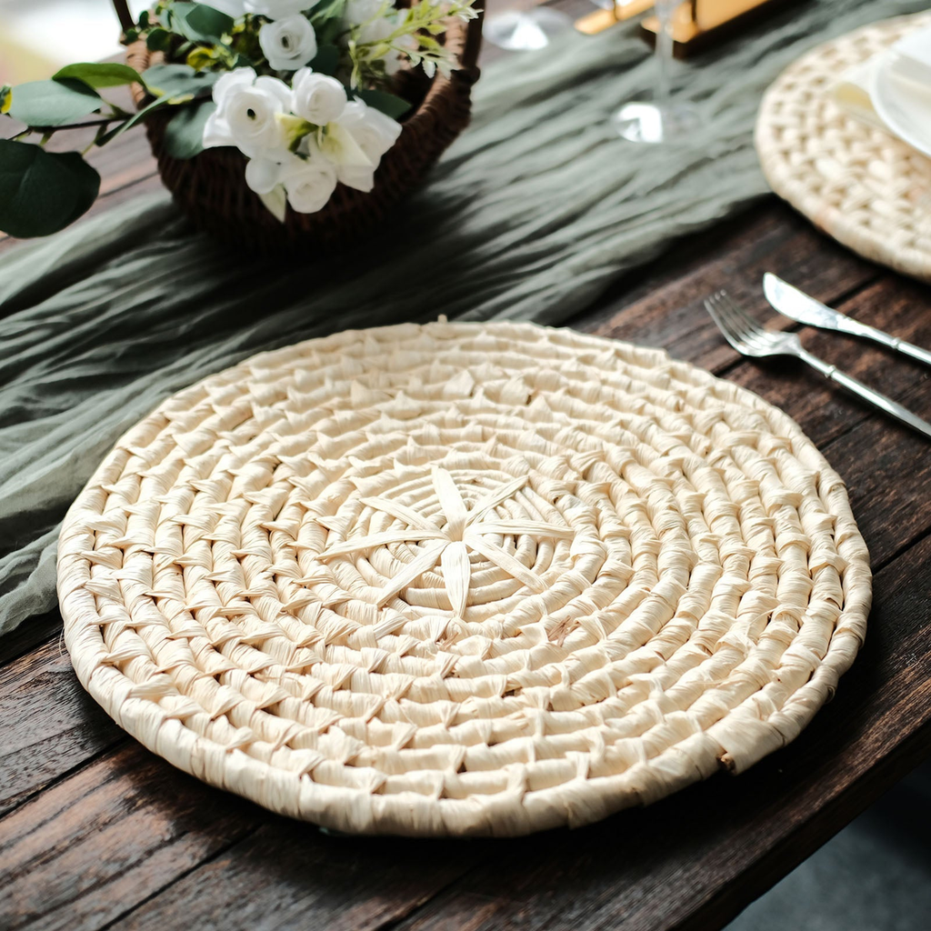 Natural Woven Placemats Set styled product scene